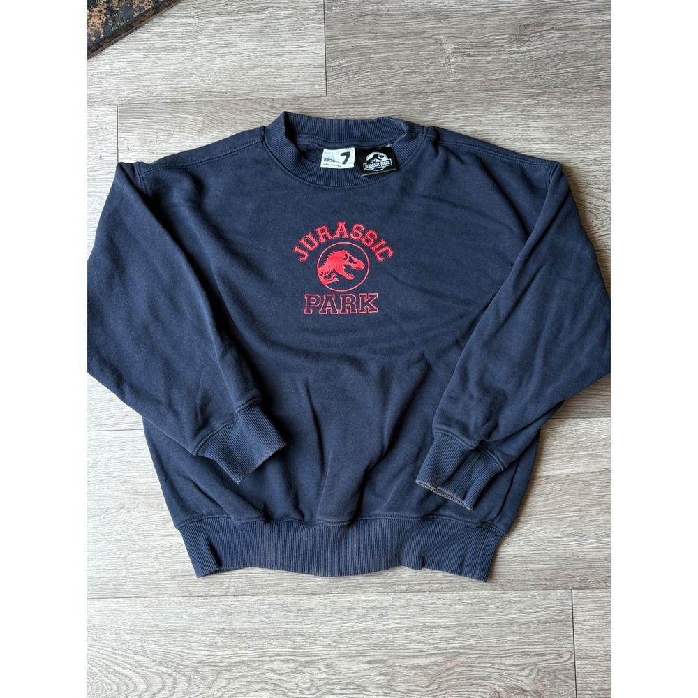 Cotton On Kids Jurassic Park Navy Blue Graphic Sweatshirt Size 7 Pullover